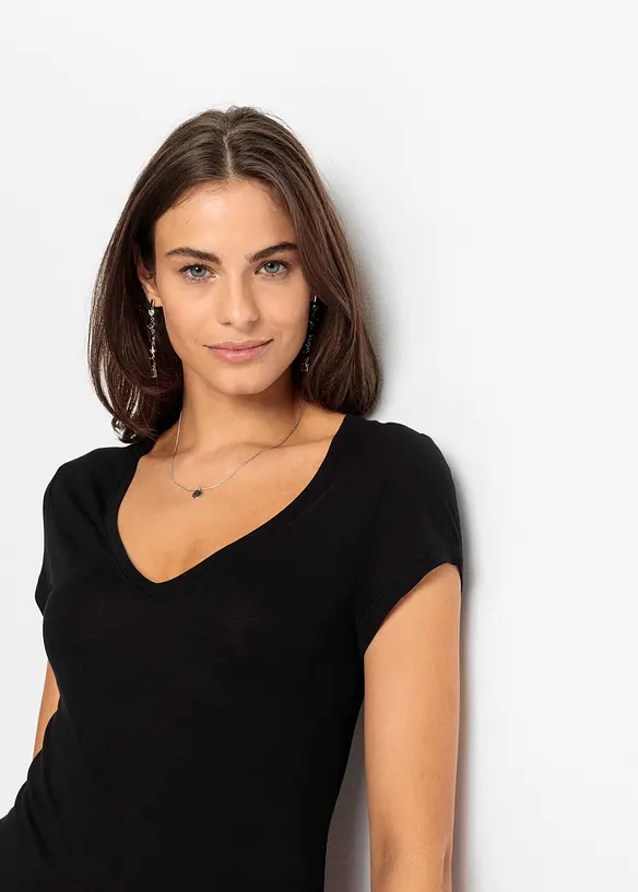 V-ringad topp i mjuk viskos, bonprix