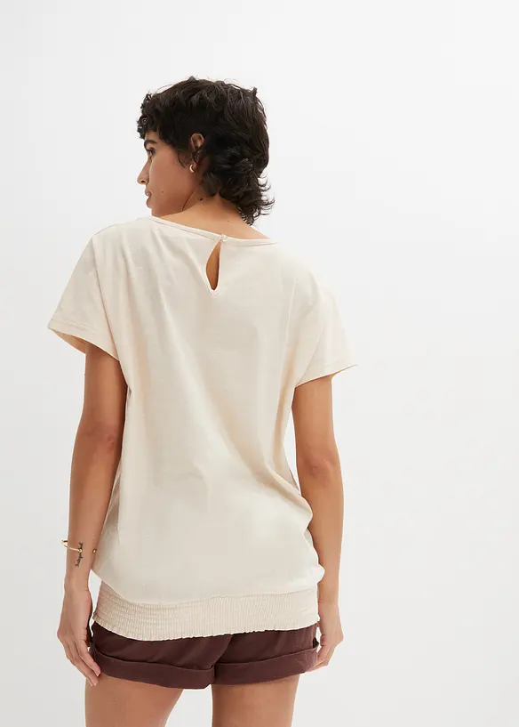 Flammgarnstopp av ekologisk bomull med smockad nederkant, bonprix