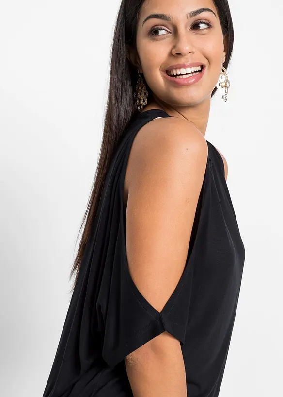Cold shoulder-topp i viskos, bonprix