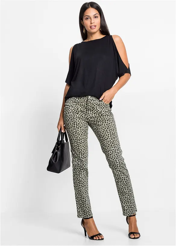 Cold shoulder-topp i viskos, bonprix