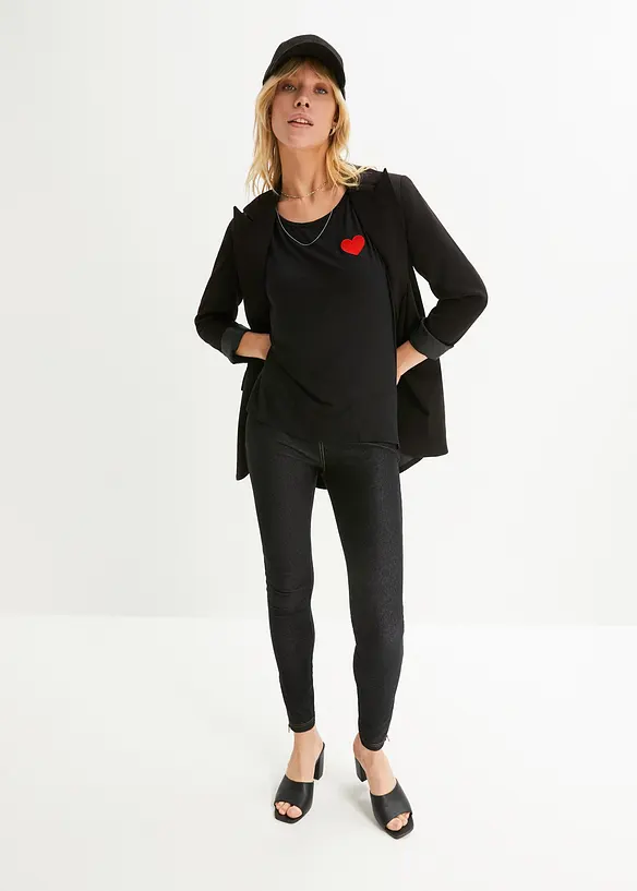 Topp i b&ouml;ljande viskosmix med  med l&auml;ngre rygg, bonprix