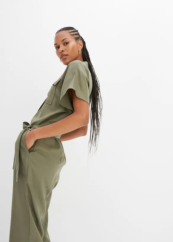 Jumpsuit med sk&auml;rp i f&ouml;ljsam lyocell, bonprix