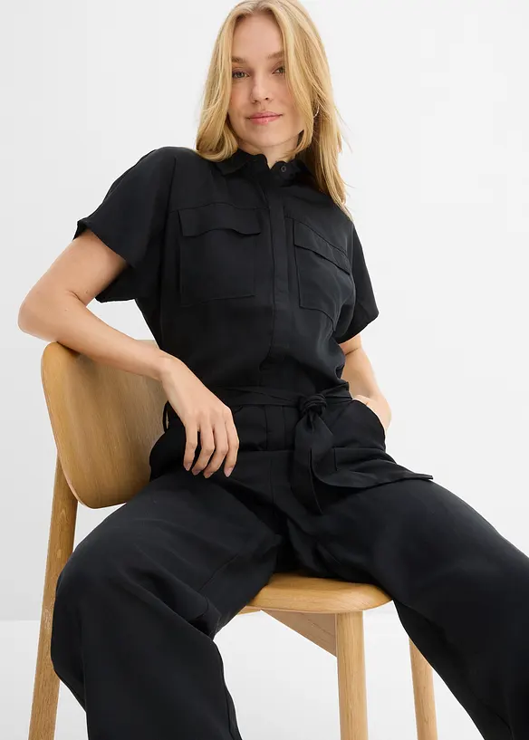 Jumpsuit med sk&auml;rp i f&ouml;ljsam lyocell, bonprix