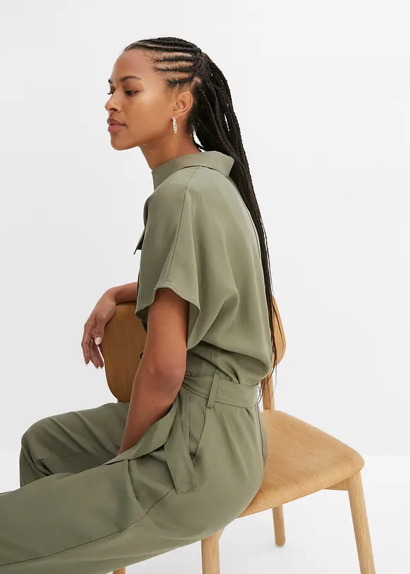 Jumpsuit med sk&auml;rp i f&ouml;ljsam lyocell, bonprix