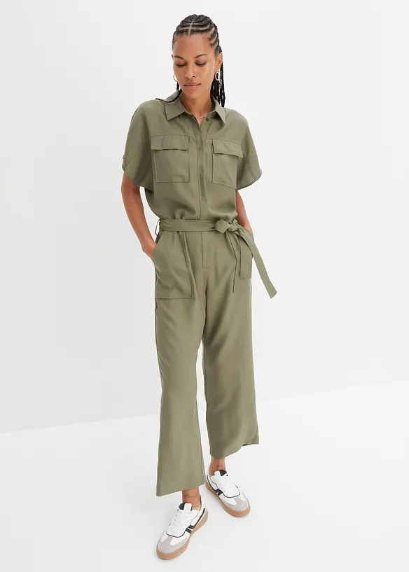 Jumpsuit med sk&auml;rp i f&ouml;ljsam lyocell, bonprix