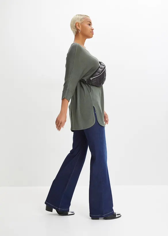 Finstickad tr&ouml;ja med 3/4-&auml;rm, bonprix