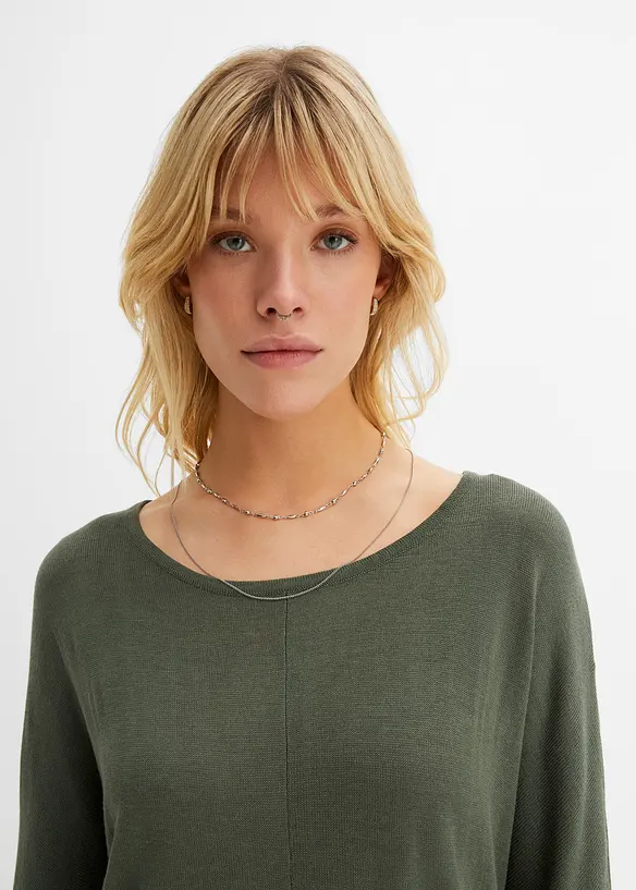 Finstickad tr&ouml;ja med 3/4-&auml;rm, bonprix