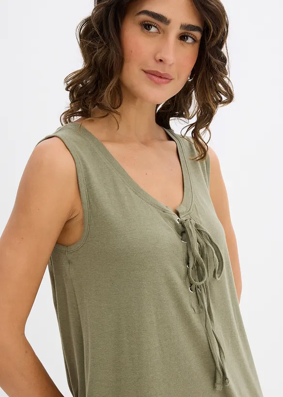 Jerseykl&auml;nning med sn&ouml;rning, bonprix