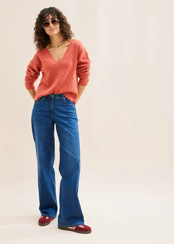 Kort h&aring;lm&ouml;nstrad tr&ouml;ja, bonprix