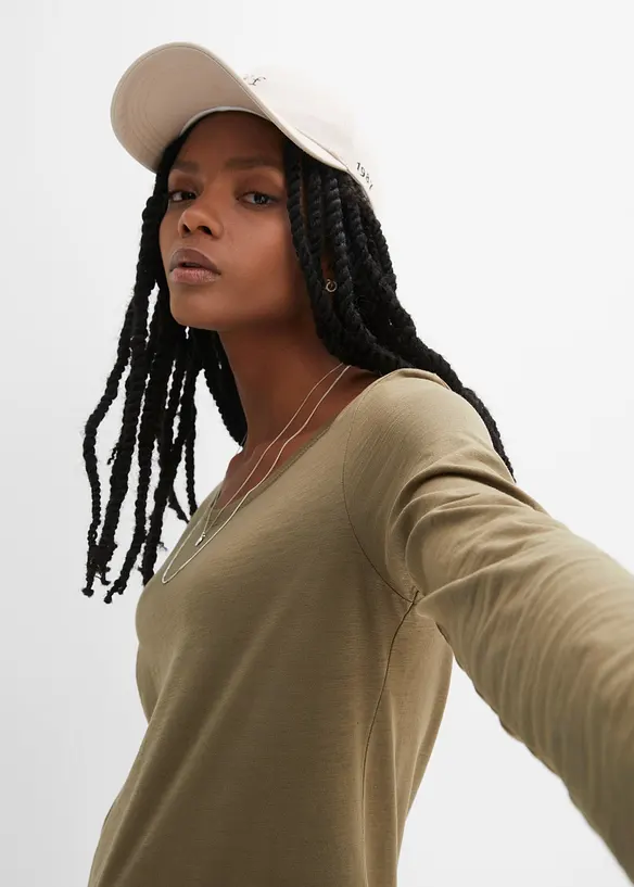 L&aring;ng&auml;rmad topp av ren bomull, bonprix