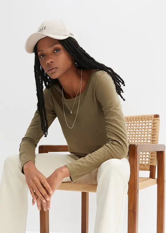 L&aring;ng&auml;rmad topp av ren bomull, bonprix