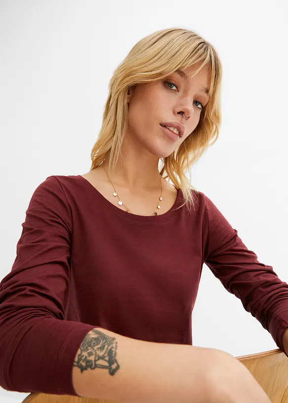 L&aring;ng&auml;rmad topp av ren bomull, bonprix