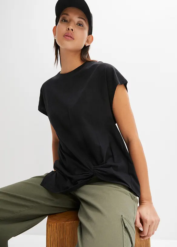 Topp med knutdetalj i ekologisk bomull, bonprix