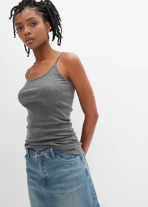 Linne av ren bomull och med smala axelband (2-pack), bonprix