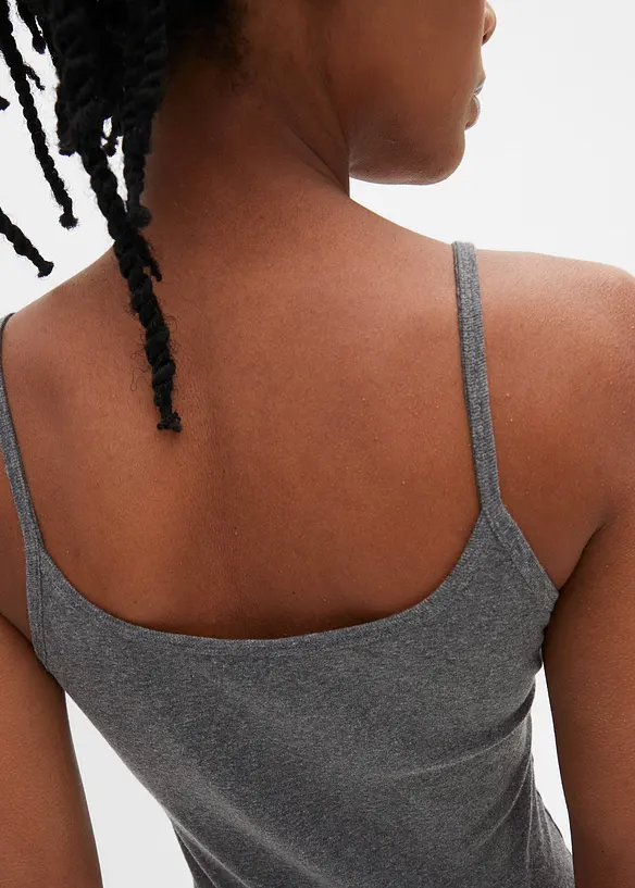 Linne av ren bomull och med smala axelband (2-pack), bonprix