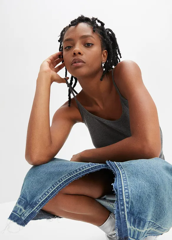 Linne av ren bomull och med smala axelband (2-pack), bonprix