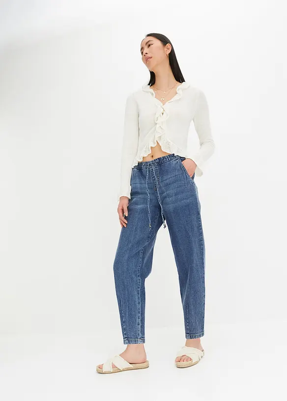 Barrel Jeans Mid Waist, med bekv&auml;m midja, bonprix