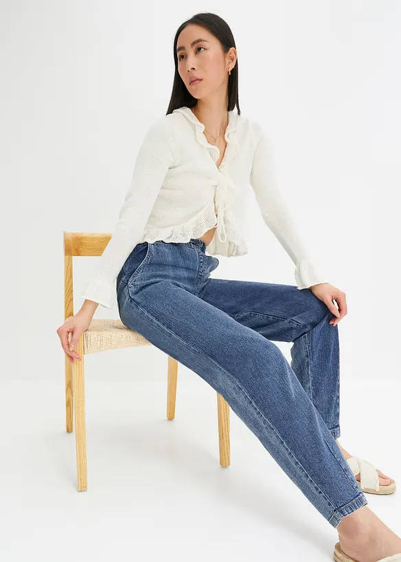 Barrel Jeans Mid Waist, med bekv&auml;m midja, bonprix