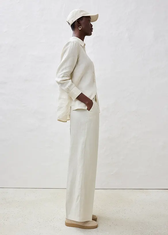 Linnebyxa med gubbveck, bonprix