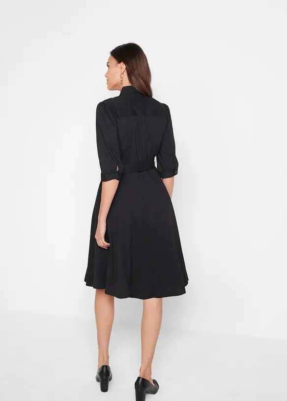 Skjortkl&auml;nning med spets och knytband, bonprix