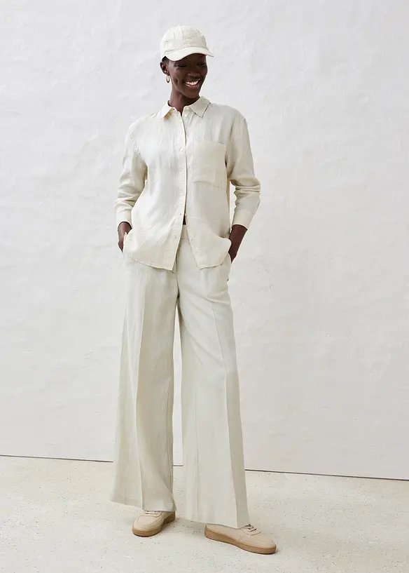 Linnebyxa med gubbveck, bonprix