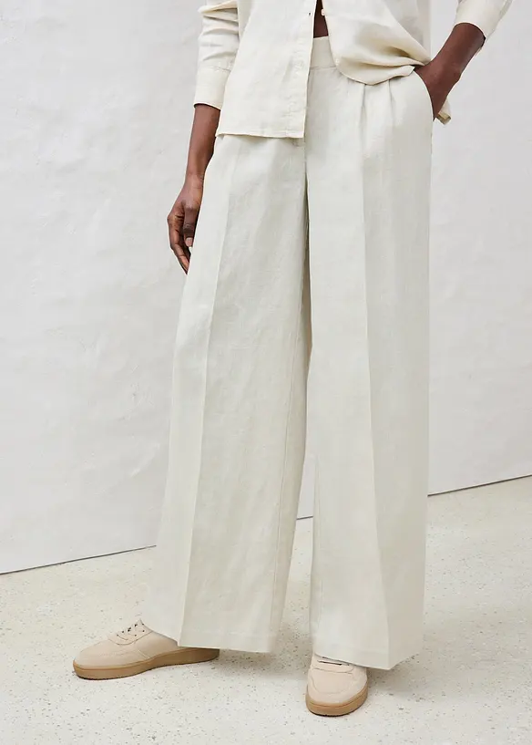 Linnebyxa med gubbveck, bonprix