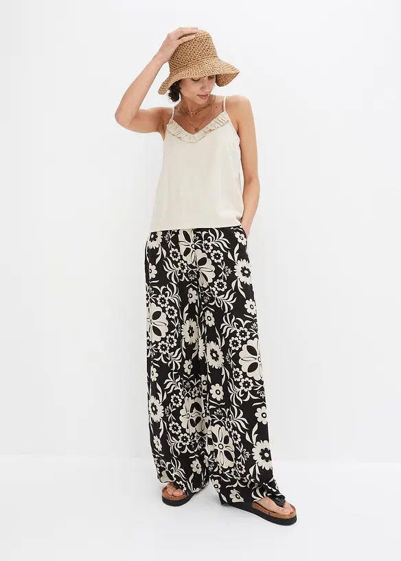 Vid byxa i b&ouml;ljande viskos, bonprix