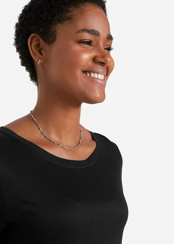 L&aring;ng topp i viskos med volang och halvl&aring;nga &auml;rmar, bonprix