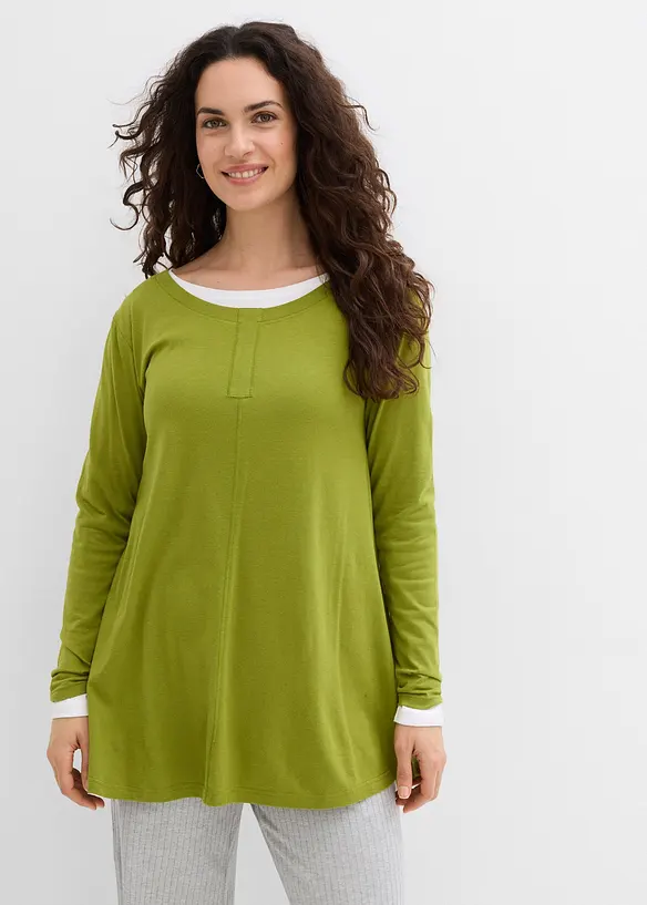 L&aring;ng&auml;rmad topp av bomull och viskos, bonprix