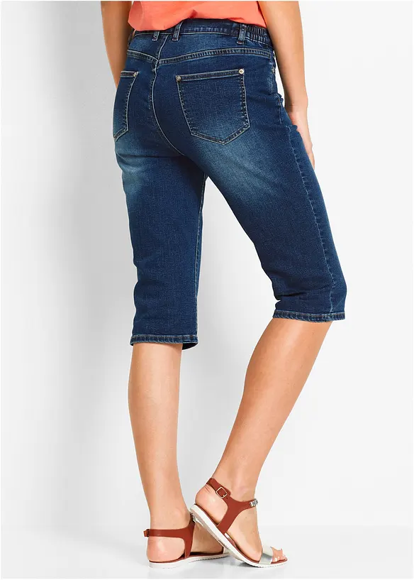 Jeansbermudas Mid Waist, med bekv&auml;m midja, bonprix