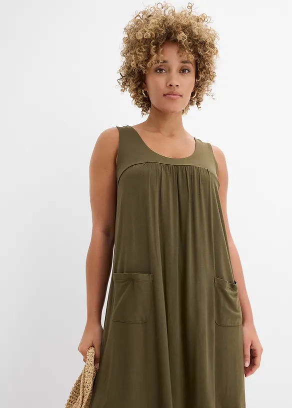 Kort jerseykl&auml;nning av mjuk viskos, bonprix