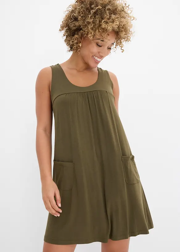 Kort jerseykl&auml;nning av mjuk viskos, bonprix