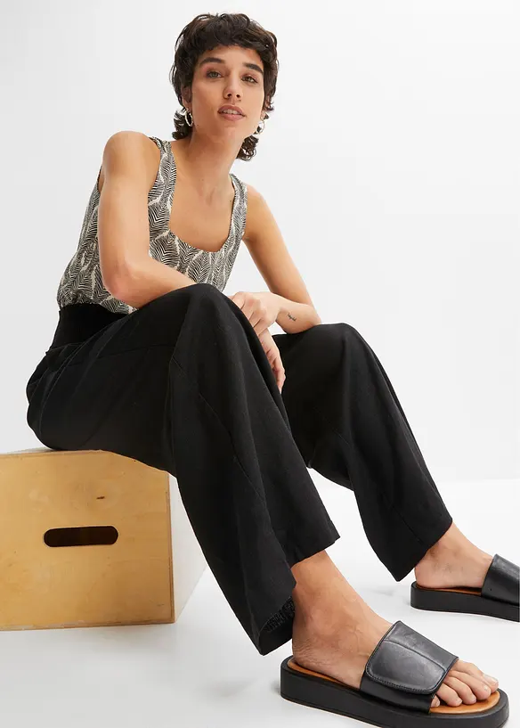 Marlenebyxa i luftig linnemix, bonprix