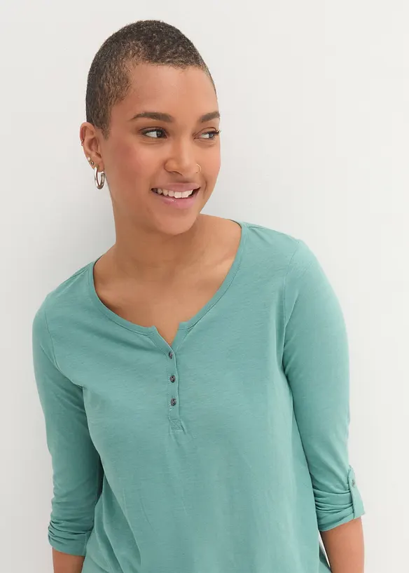 L&aring;ng&auml;rmad bomullstopp med knappsl&aring;, bonprix