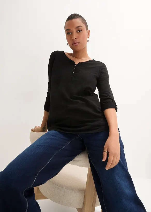 L&aring;ng&auml;rmad bomullstopp med knappsl&aring;, bonprix