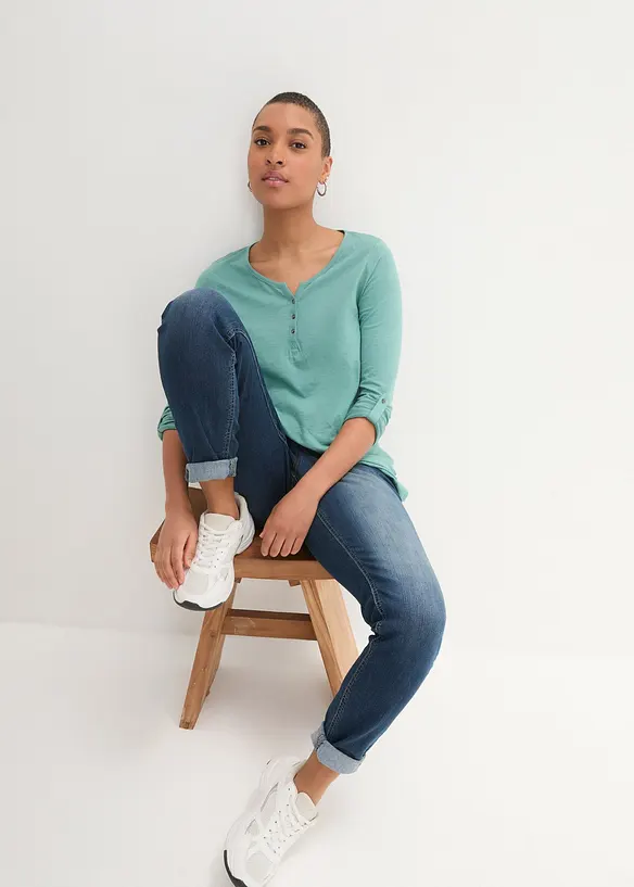 L&aring;ng&auml;rmad bomullstopp med knappsl&aring;, bonprix