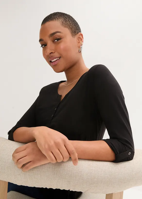 L&aring;ng&auml;rmad bomullstopp med knappsl&aring;, bonprix