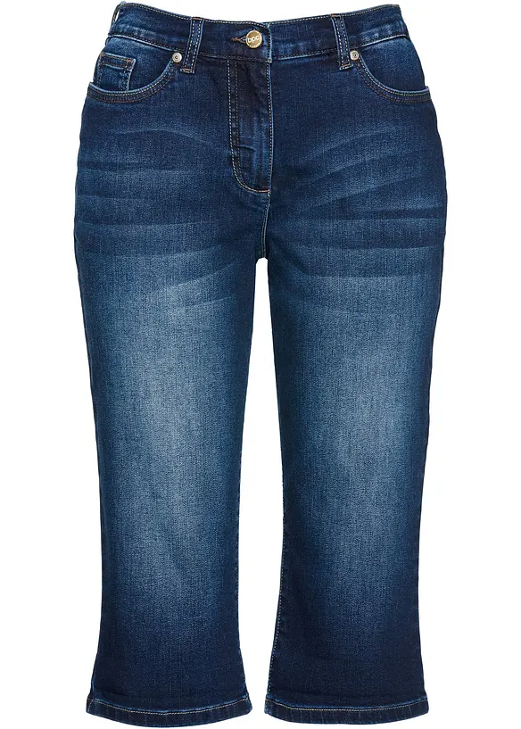 Jeansbermudas Mid Waist, med bekv&auml;m midja, bonprix
