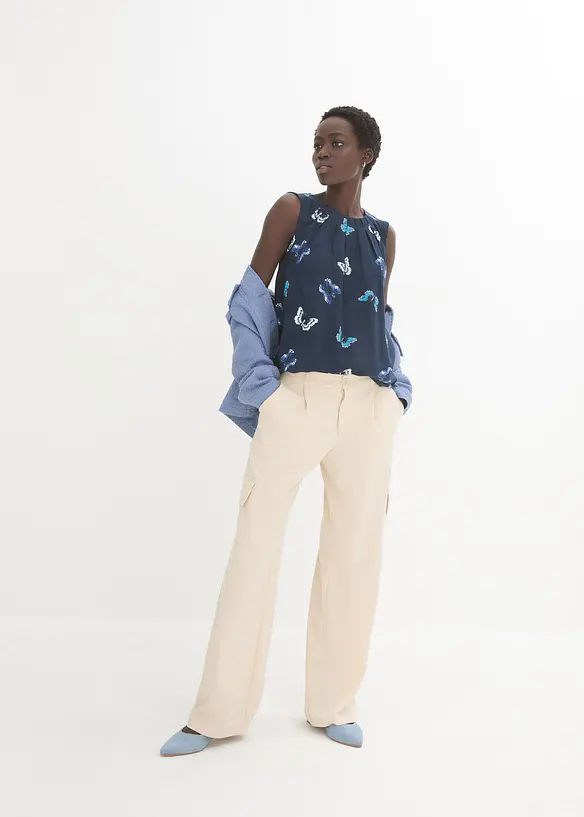 M&ouml;nstrat bluslinne av viskos med mjukt fall, bonprix