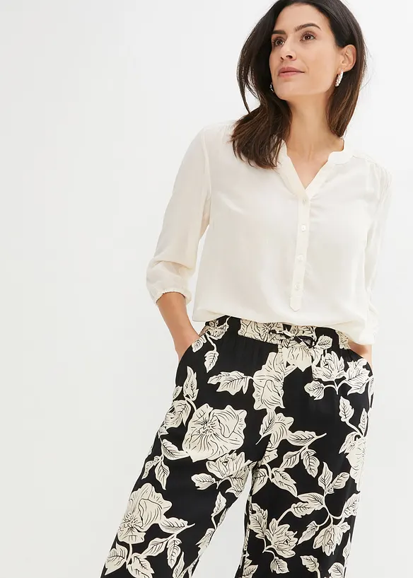 M&ouml;nstrad palazzobyxa i viskos, bonprix