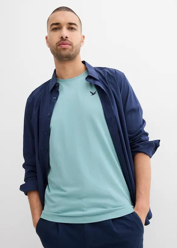 Linne med broderi, ekologisk bomull (2-pack), bonprix