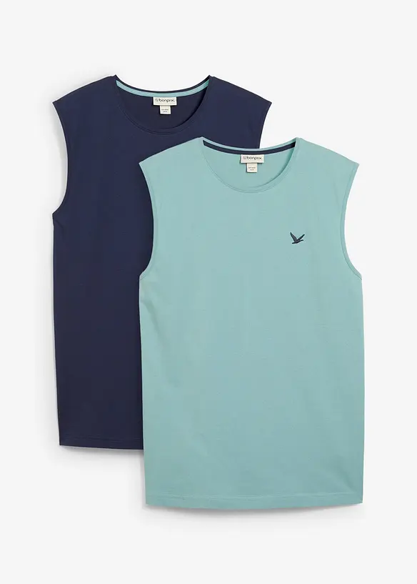 Linne med broderi, ekologisk bomull (2-pack), bonprix