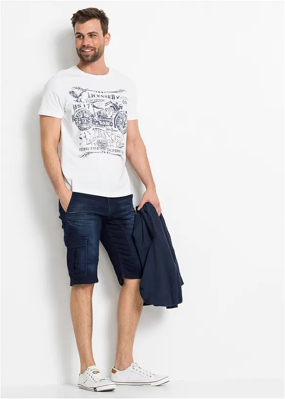 Jeansshorts i trik&aring;, Regular Fit, bonprix