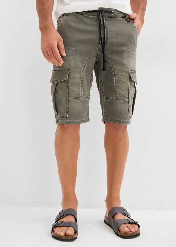 Jeansshorts i trik&aring;, Regular Fit, bonprix
