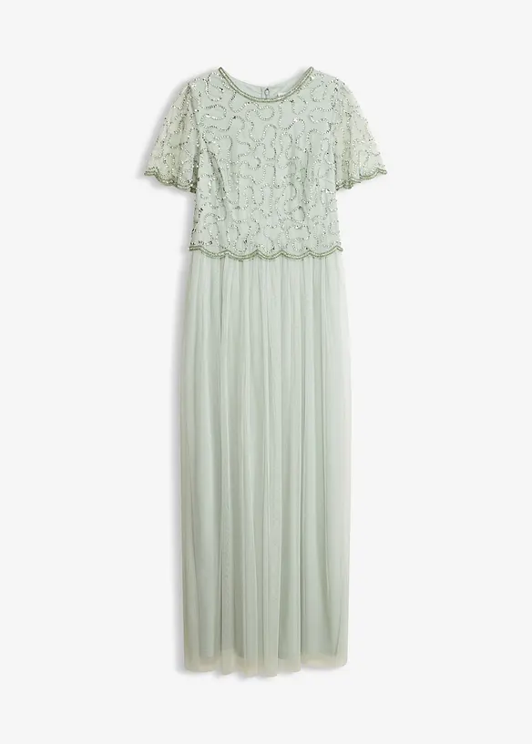 Maxikl&auml;nning av finaste tyll med paljettbroderi, bonprix