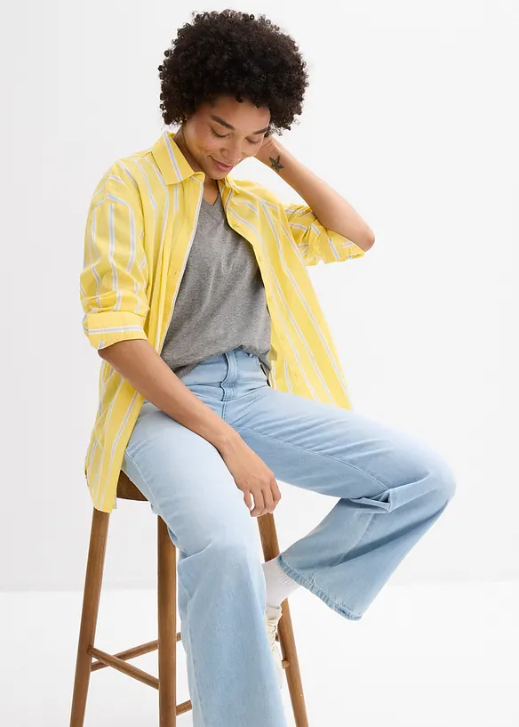 Vid l&aring;ng topp med V-ringning (5-pack), kort&auml;rmad, bonprix