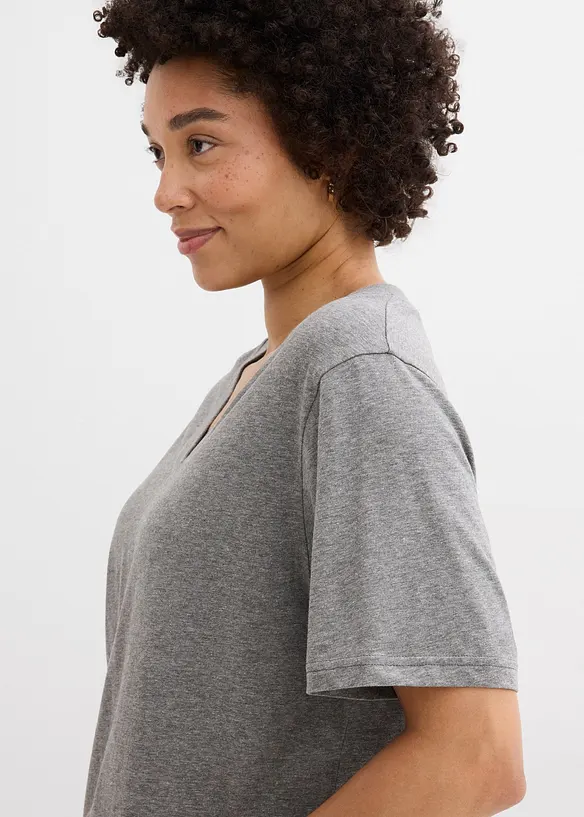 Vid l&aring;ng topp med V-ringning (5-pack), kort&auml;rmad, bonprix