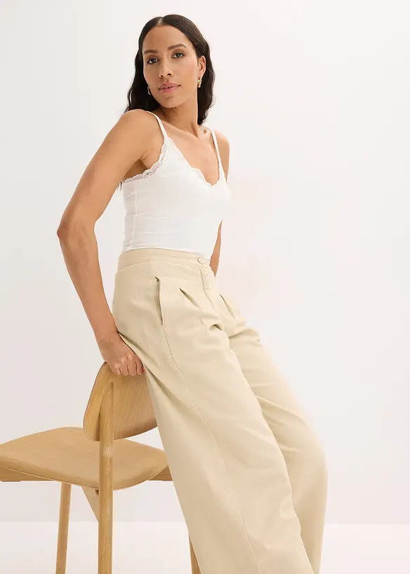 Ribbstickat linne i mjuk viskosmix (2-pack), bonprix