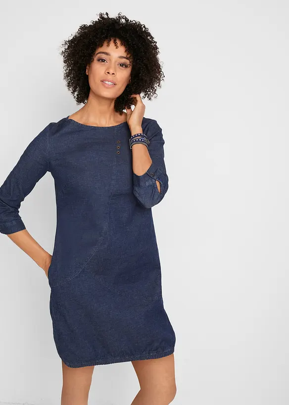 Stretchig jeanskl&auml;nning, bonprix