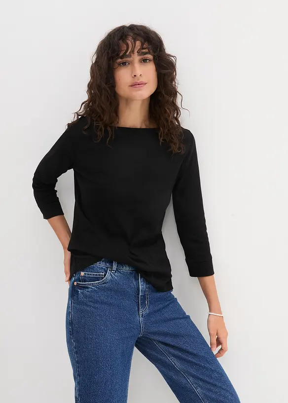 L&aring;ng&auml;rmad topp i ren ekologisk bomull, bonprix